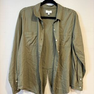 Lucky Brand Green Button Up Long Sleeve Top Women's Size Large